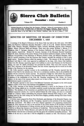 Sierra Club Bulletin 1935 Vol 20 No 6 December cover